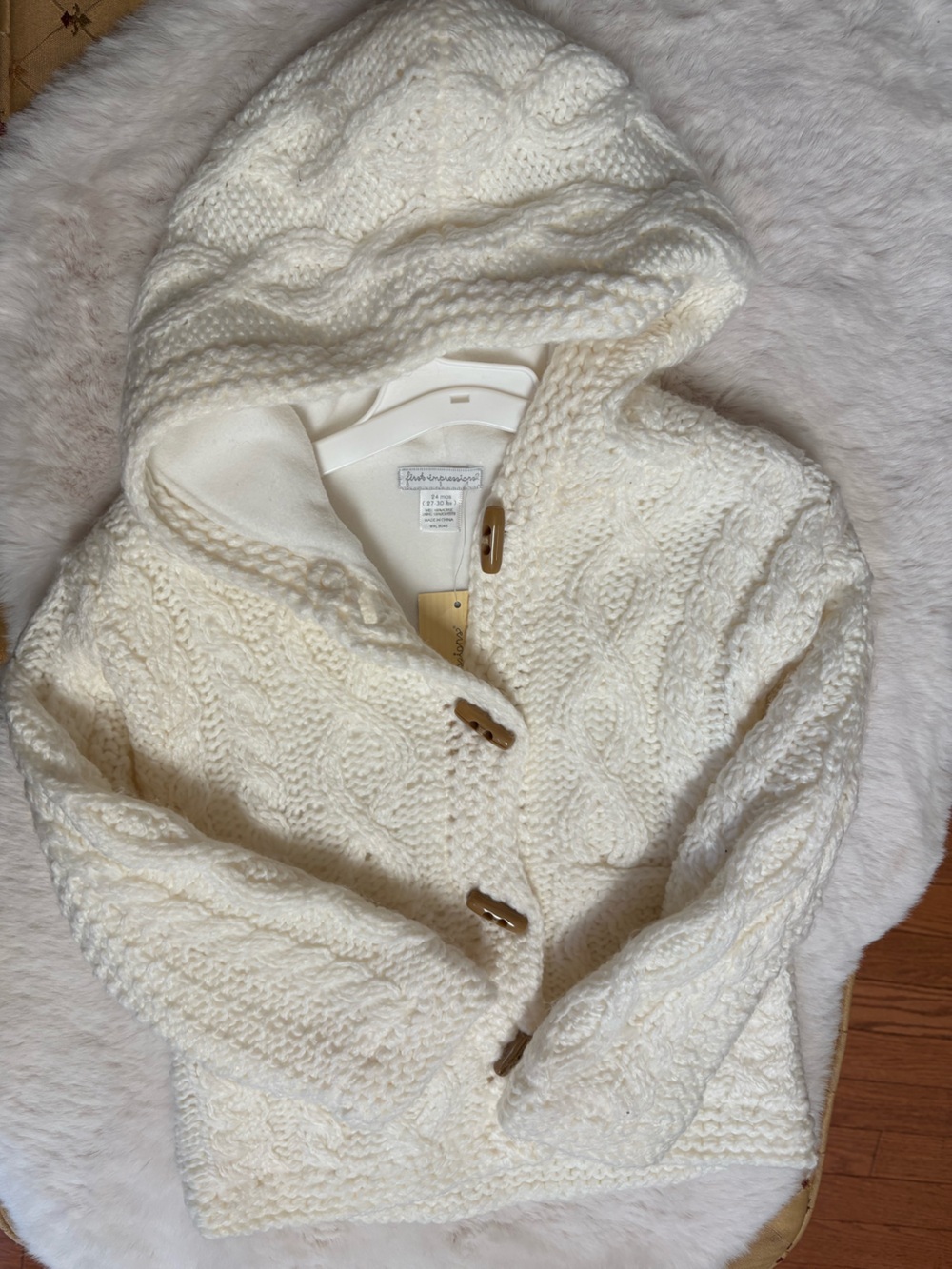 Infant Knit Sweater Jacket with Hood NWT